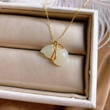 Hotian Jade Pendant Women's Silver Embeded Jade Gourd