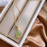 Natural Hotian Jade Pendant Necklace Water Drop Hetian Gray Jade Clavicle Chain