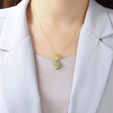 Natural Hotian Jade Pendant Necklace Water Drop Hetian Gray Jade Clavicle Chain