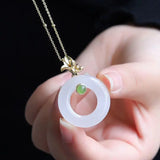Hotian Jade Pendant Silver Lily Jade Necklace for Women, Birthday Gift for Mom
