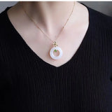 Hotian Jade Pendant Silver Lily Jade Necklace for Women, Birthday Gift for Mom