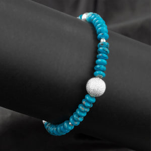 Howlite Chryscolla Stone Beaded Bracelet with Brass Bead