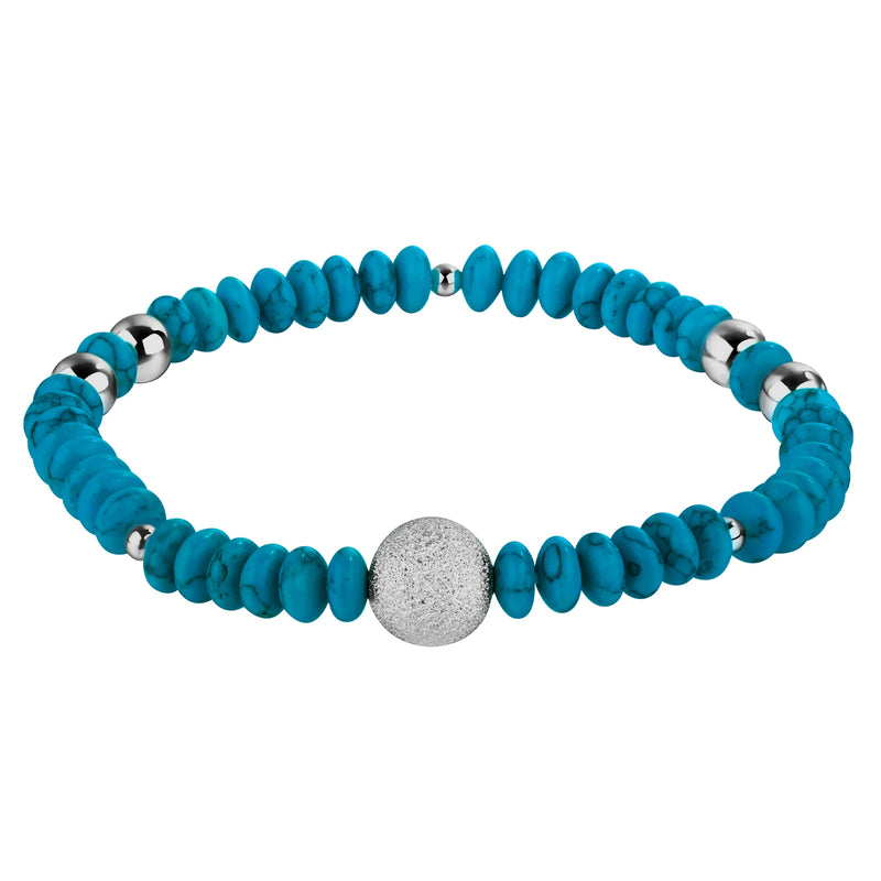 Howlite Chryscolla Stone Beaded Bracelet with Brass Bead