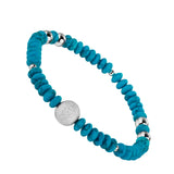 Howlite Chryscolla Stone Beaded Bracelet with Brass Bead