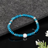 Howlite Chryscolla Stone Beaded Bracelet with Brass Bead