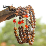 Natural Huanghuali 108pcs Buddha Strings Bracelet Charms Fine Jewelry