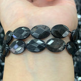 Natural Hypersthene Stone Beads 15'' Faceted Oval Flash DIY Loose Beads