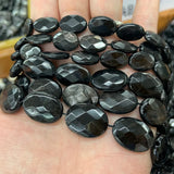 Natural Hypersthene Stone Beads 15'' Faceted Oval Flash DIY Loose Beads
