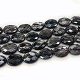 Natural Hypersthene Stone Beads 15'' Faceted Oval Flash DIY Loose Beads