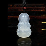 Natural Ice Agate Chalcedony Guanyin Bodhisjsonattva Pendant Jewelry