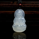 Natural Ice Agate Chalcedony Guanyin Bodhisjsonattva Pendant Jewelry