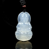 Natural Ice Agate Chalcedony Guanyin Bodhisjsonattva Pendant Jewelry