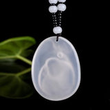 Natural Ice Agate Chalcedony Buddha Pendant