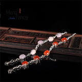 Ice Chalcedony Agate 925 Silver Bracelet Charms Men Women Couple