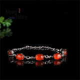 Ice Chalcedony Agate 925 Silver Bracelet Charms Men Women Couple