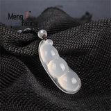 Ice Chalcedony Blessed Beans Pendant Charms Amulet Fine Jewelry