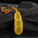 Ice Chalcedony Blessed Beans Pendant Charms Amulet Fine Jewelry