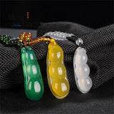 Ice Chalcedony Blessed Beans Pendant Charms Amulet Fine Jewelry