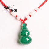 Natural Ice Chalcedony Gourd Pendant Charms Jade Fine Jewelry Men Women
