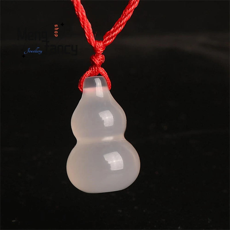 Natural Ice Chalcedony Gourd Pendant Charms Jade Fine Jewelry Men Women