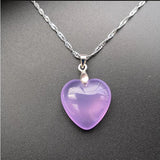Heart-shaped Pendant Purple Yellow Agate Necklace