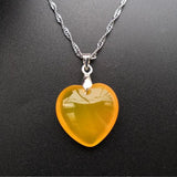Heart-shaped Pendant Purple Yellow Agate Necklace