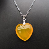 Heart-shaped Pendant Purple Yellow Agate Necklace