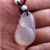 Natural Chalcedony Jade Donut Pendant Necklace Men Women