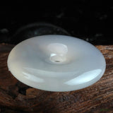 Natural Chalcedony Jade Donut Pendant Necklace Men Women