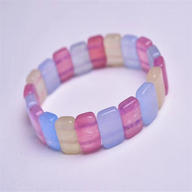 Ice Flower Hibiscus Jade Bracelet Multicolor Crystal Jewelry