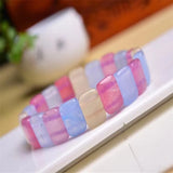 Ice Flower Hibiscus Jade Bracelet Multicolor Crystal Jewelry