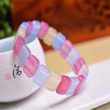 Ice Flower Hibiscus Jade Bracelet Multicolor Crystal Jewelry