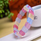 Ice Flower Hibiscus Jade Bracelet Multicolor Crystal Jewelry