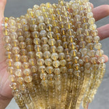 Natural Ice Rutilated Quartz Round Loose Hair Crystal Beads 6/8/10/12 MM