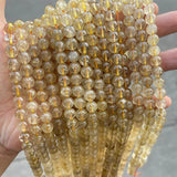 Natural Ice Rutilated Quartz Round Loose Hair Crystal Beads 6/8/10/12 MM