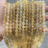 Natural Ice Rutilated Quartz Round Loose Hair Crystal Beads 6/8/10/12 MM
