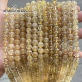 Natural Ice Rutilated Quartz Round Loose Hair Crystal Beads 6/8/10/12 MM