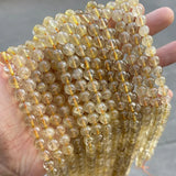 Natural Ice Rutilated Quartz Round Loose Hair Crystal Beads 6/8/10/12 MM