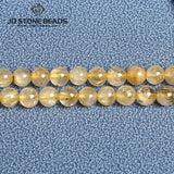 Natural Ice Rutilated Quartz Yellow Hair Crystal Round Loose Spacer Beads