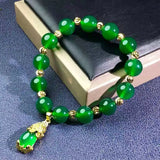 Chrysoprase Bracelet 925 Silver Pixiu Pendant Sand Accessories Agate Jewelry