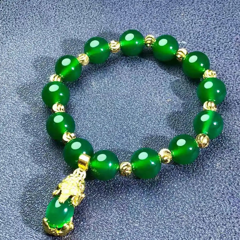 Chrysoprase Bracelet 925 Silver Pixiu Pendant Sand Accessories Agate Jewelry