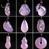 Natural Ice Pink Chalcedony Agate Pendant Necklace