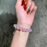 Natural Ice Pink Crystal Faceted Bead Bracelet For Women