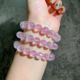 Natural Ice Pink Crystal Faceted Bead Bracelet For Women