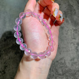 Natural Ice Pink Crystal Faceted Bead Bracelet For Women