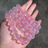 Natural Ice Pink Crystal Faceted Bead Bracelet For Women