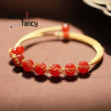 Natural Ice Red Agate 14k Crystal Bracelet, Versatile Women Charm Fine Jewelry