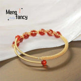 Natural Ice Red Agate 14k Crystal Bracelet, Versatile Women Charm Fine Jewelry
