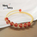 Natural Ice Red Agate 14k Crystal Bracelet, Versatile Women Charm Fine Jewelry
