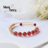 Natural Ice Red Agate 14k Crystal Bracelet, Versatile Women Charm Fine Jewelry